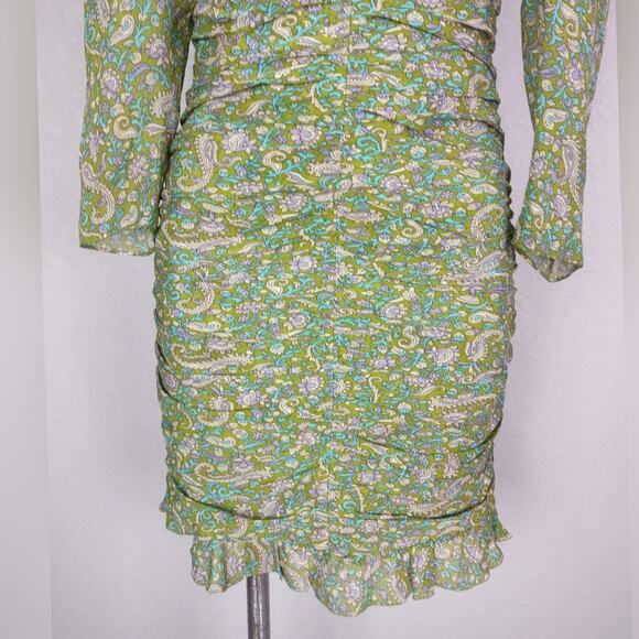 VERONICA BEARD Shala Ruched Paisley Ruffle Dress Size 4 - Picture 14 of 16